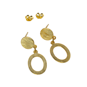 Coin & Oval Ring Stud Earrings