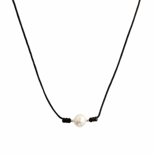 Freshwater Pearl Black Rope Necklace