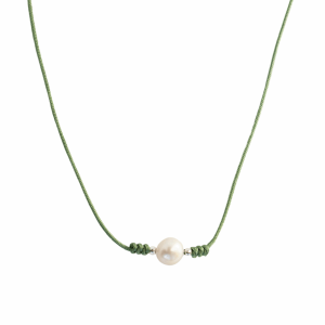 Freshwater Pearl Green Rope Necklace