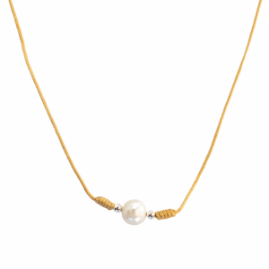 Freshwater Pearl Tan Rope Necklace