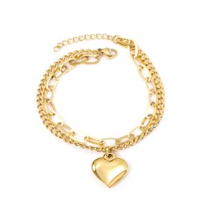 Double Chain Heart Bracelet