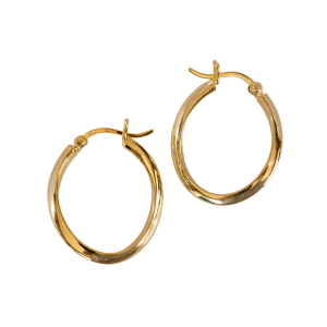 A pair of medium-sized gold hoop earrings